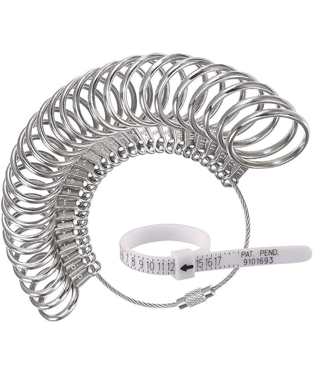 Jewelry Sizers Stainless Iron Ring Size 0-13 Finger Ring Sizing Measuring Tool Ring Sizer Gauge Set Circle Models with Reusable Ring Sizer Belt