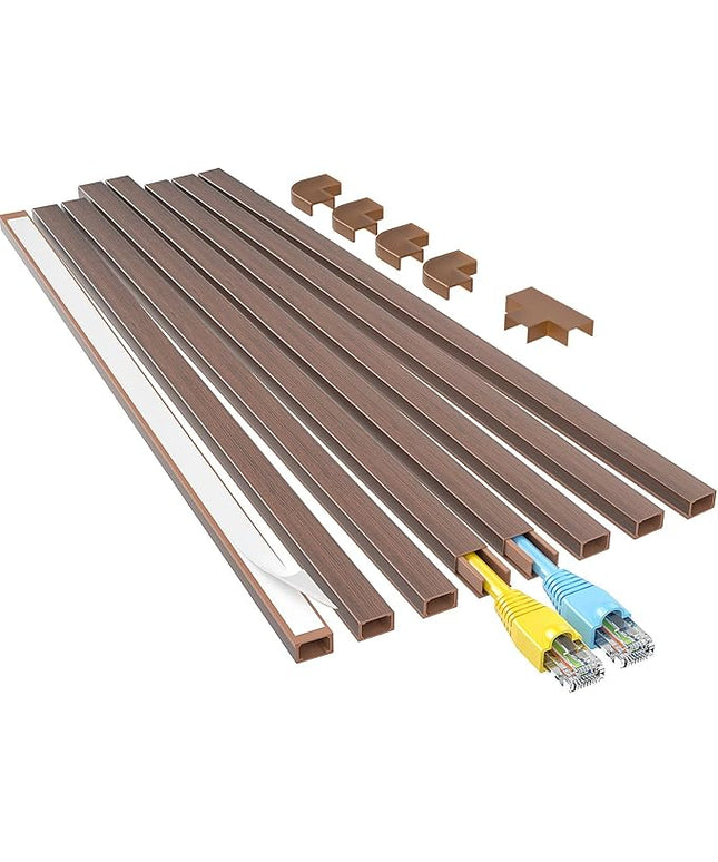 Yecaye Cord Hider, 113in Cord Covers for Wires on Wall, One-Cord Cord Organizer, Easy Install Cable Management Kit, Cable Cover Home Office, W0.59in H0.4in, Cherry