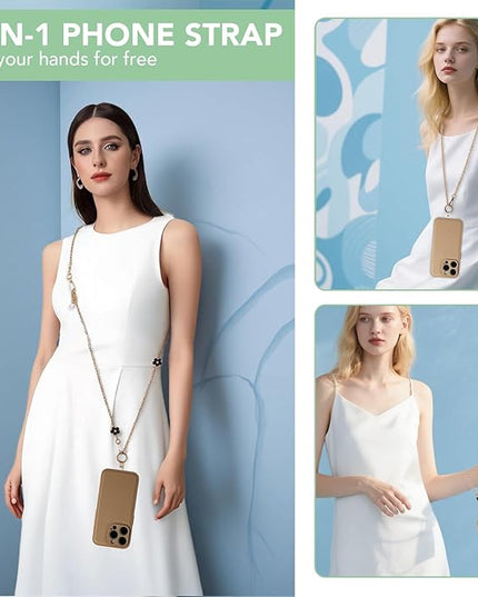 3-in-1 Versatile Phone Lanyard Crossbody,Cute Cell Phone Wristlet Strap with Wallet Pouch,Clip and Go Strap Chain for Phone