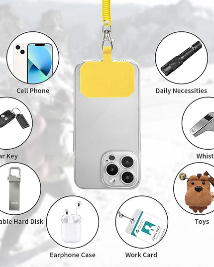 Phone Tether Lanyard Anti Theft Phone Strap with Carabiner Anti-Drop Outdoor Skiing Hiking Cycling Fishing Climbing fit iPhone and Most Cell Phone (Black+Yellow)