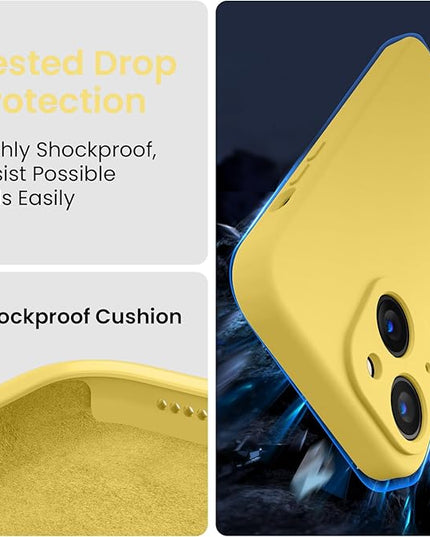 FireNova Designed for iPhone 14 Case, Silicone Upgraded [Camera Protection] Phone Case with [2 Screen Protectors], Soft Anti-Scratch Microfiber Lining Inside, 6.1 inch, Yellow
