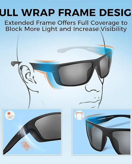 KastKing Huzzah Polarized Sport Sunglasses for Men and Women, Ideal for Driving Fishing Cycling and Running,UV Protection