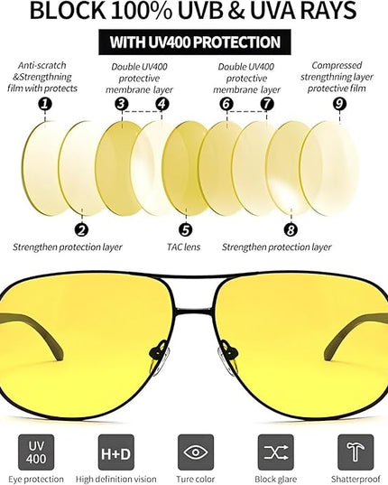 Joopin Polarized Metal Aviation Sunglasses Men, Classic Military Sun Glasses Women, Rectangle Shades UV400 Protection Costume