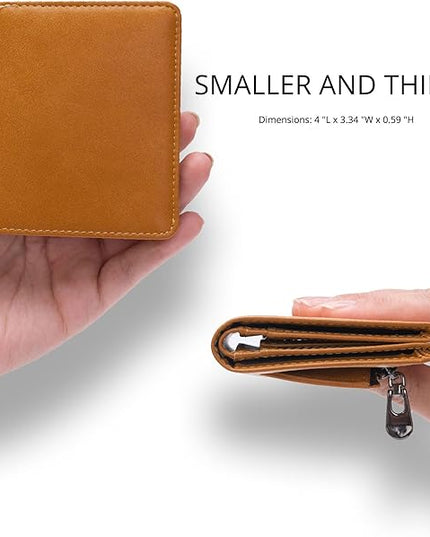 Alldaily Small RFID Wallet for Women Slim Compact Bifold Pocket Ladies Travel Mini Purse (Brown)
