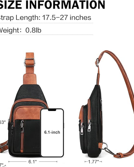 MASINTOR Sling Bag for Women - Crossbody Bags Fanny Pack with Vegan Leather - Adjustable Sling Backack for Travel