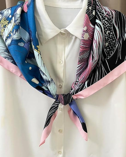 Julunar Silk Like Head Scarf for Women - Satin Large Hair Scarves - 35" Square Silk Hair Wrap for Sleeping with Gift Packed