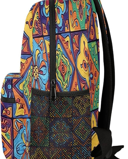 Large Backpack with 15.6 Inch Laptop Compartment, Ethnic Mexican Floral Adult Backpack for Work, Travel & School College Boys Girls