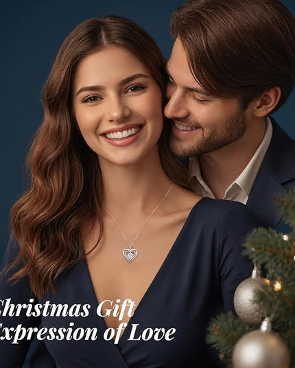 ANDSO Moissanite Heart Pendant Necklaces for Women, 925 Sterling Silver Necklace Engraved with 'I LOVE YOU', Ideal Anniversary Birthday Christmas Jewelry Gifts for Mom Wife Girlfriend Daughter Her