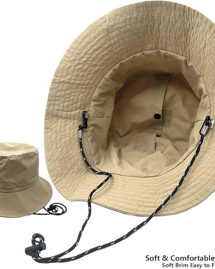 woogwin Waterproof Bucket Rain Hat with Chin Strap Quick Dry Packable Boonie Sun Hat Safari Hat UV Protection