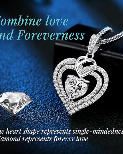 OOBEE Moissanite Heart Necklaces for Women, 1- 4 Carat Moissanite 925 Sterling Silver Gold Plating Fine Women Necklace，Ideal Anniversary Birthday Christmas Valentine Mothers Day Jewelry Gifts for Mom Wife Her Girlfriend