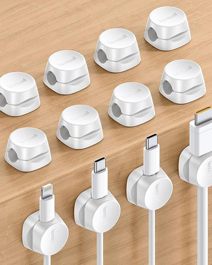 Lamicall 12Pack Spring Cord Organizer, Office Desk Accessories, Desk Cable Management Clips, Phone Charger Cord Holder for Nightstand, Home Organization Workspace Accessories, Dorm Room Essentials