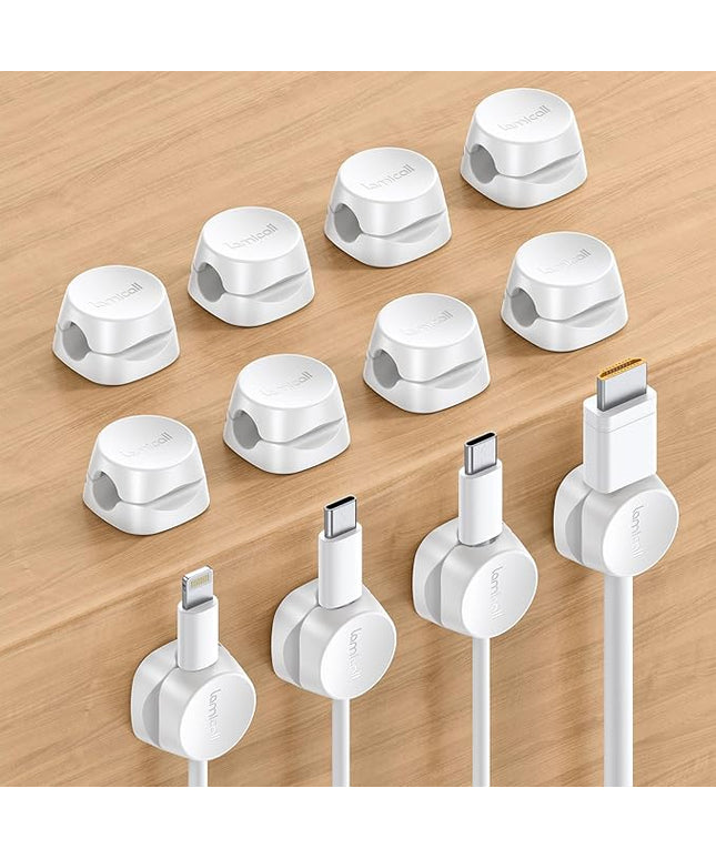 Lamicall 12Pack Spring Cord Organizer, Office Desk Accessories, Desk Cable Management Clips, Phone Charger Cord Holder for Nightstand, Home Organization Workspace Accessories, Dorm Room Essentials