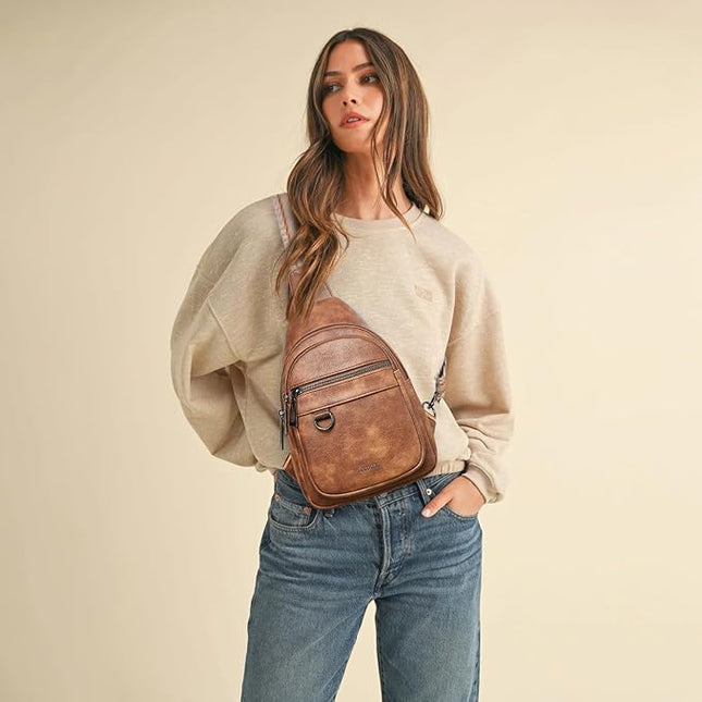 7L Sling Bag for Women Men Vegan Leather Crossbody Bags Fanny Pack Purse Backpack Over Shoulder Bag Travel Anti Theft