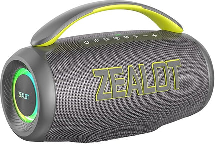 ZEALOT Portable Bluetooth Speaker, 80W Peak Waterproof Loud Booming Sound Speakers, Dual Pairing, XBass, 25H Playtime, Outdoor Speaker with Handle for Camping, Beach, Party, Backyard (Gray)