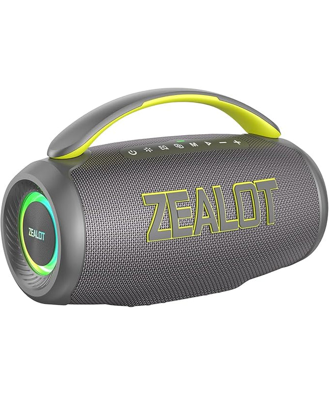 ZEALOT Portable Bluetooth Speaker, 80W Peak Waterproof Loud Booming Sound Speakers, Dual Pairing, XBass, 25H Playtime, Outdoor Speaker with Handle for Camping, Beach, Party, Backyard (Gray)