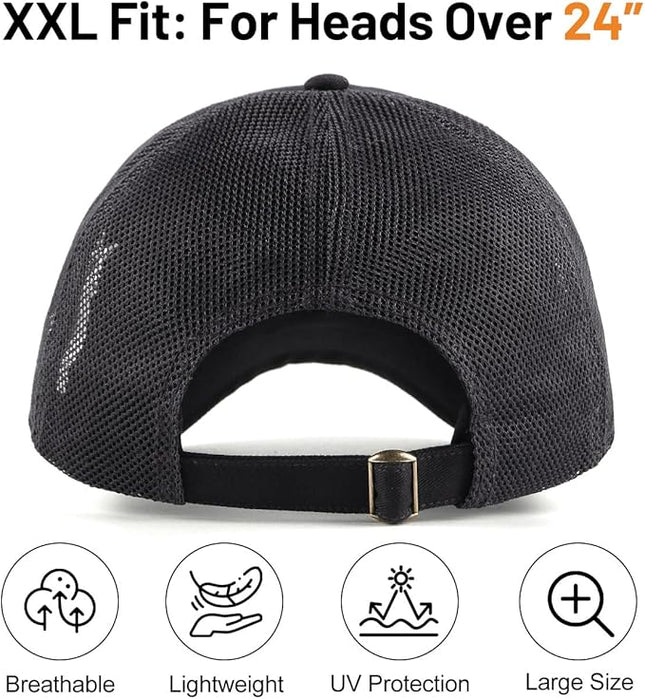 Zylioo XL XXL Oversize Baseball Cap, 100% Cotton Adjustable Dad Hat for Big Heads 23.5"-25.5", Soft Crown Large Size Cap
