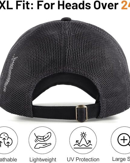 Zylioo XL XXL Oversize Baseball Cap, 100% Cotton Adjustable Dad Hat for Big Heads 23.5"-25.5", Soft Crown Large Size Cap