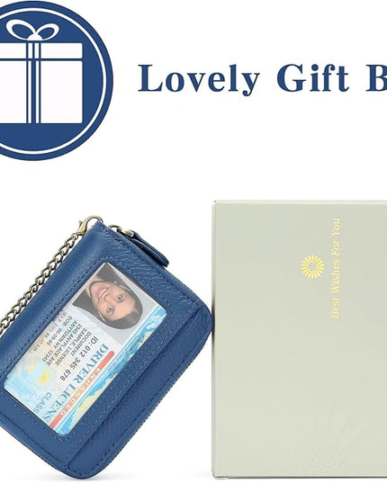 GOIACII Small Genuine Leather Wallet for Women, RFID Blocking Credit Card Holder Wallet
