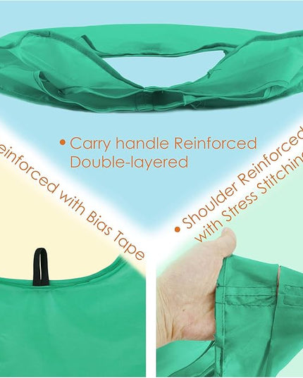 BeeGreen Groceries Reusable Bags for Shopping Compact Cute Solid Color Cloth Grocery Totes Set of 12 Fold up Packable Recycling Shopper Baggies w Zipper Carry Pouch for Supermarket