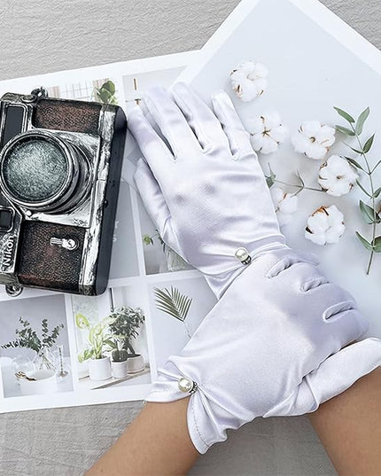 Satin Wedding Dress for Women Opera Party 1920s Gloves Wrist Length Gloves