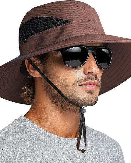 PFFY Sun Bucket Hats for Men Women 3” Wide Brim UPF 50+ Fishing & Beach Hat