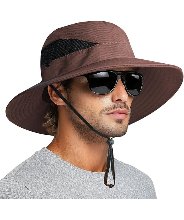 PFFY Sun Bucket Hats for Men Women 3” Wide Brim UPF 50+ Fishing & Beach Hat