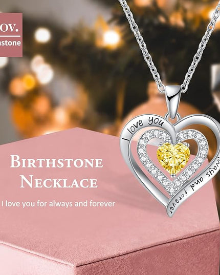 REDBEE Necklaces for Women Birthstone Heart Necklace Jewelry for Wife Girlfriend Woman Necklace