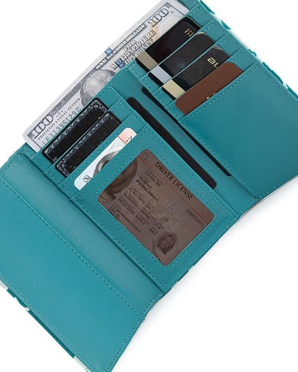 Montana West Small Wallet Trifold Blue Cow Print Wallet for Women Western Travel Wallets Womens Ladies Female Credit Card Cash Wallets with ID Window and RFID Lining