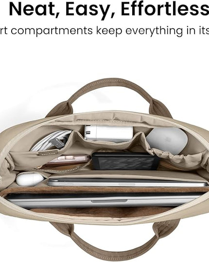 tomtoc 13-14 Inch Protective Puffy Laptop Carrying Bag for Women, Lightweight Laptop Briefcase Fits 14-inch MacBook Pro M5 2025 & Other 13"/14" Computers, Work Bag Case Handbag with Organized Storage