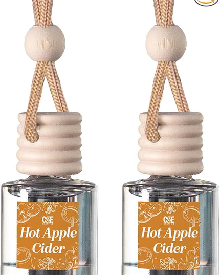 C&E Craft Co Hanging Car Air Freshener Diffuser 2 Pack, Long Lasting Fragrance Oil Car Freshener, Glass Bottle Auto Air Freshener, Made in USA (Hot Apple Cider)