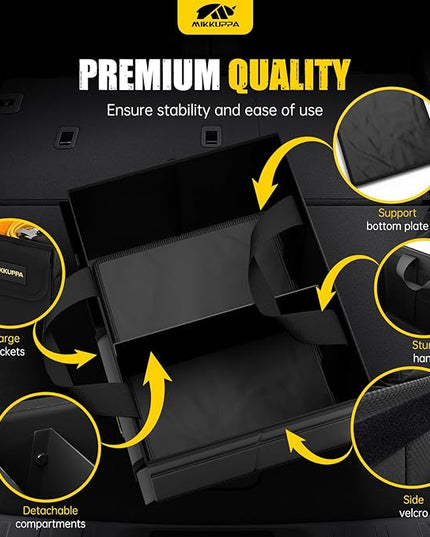 MIKKUPPA Car Trunk Organizer - 35L Collapsible Trunk Organizer with Lid, Sturdy Car Storage for SUV Auto Truck Van (Black, 2Pack)