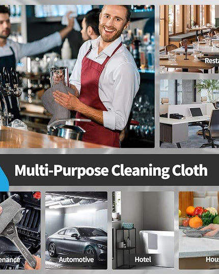 FIXSMITH Microfiber Cleaning Cloth -Pack of 12, Highly Absorbent Cleaning Rags(Grey&Orange), 16"X12" All Purpose Cleaning Towels for Housekeeping, Kitchen, Car, Reusable Microfiber Towels