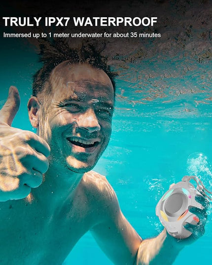 comiso Shower Bluetooth Speaker, IPX7 Waterproof Speaker with Multiple Light, Floating, Wireless Speakers with Punchy Bass and Loud HD Sound 2000mAh for Travel Beach Shower, Gift for Men, Women