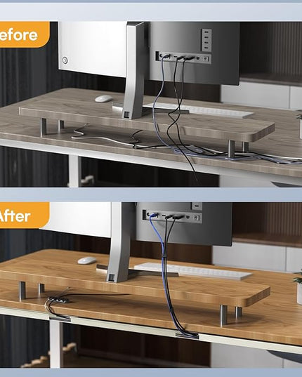 Delamu 62.8in Under Desk Cable Management, Safe Tidy Cable Management Under Desks for Home Office, 4 Pack Cord Organizer for Desk, Wire Organizer Kit, Beige