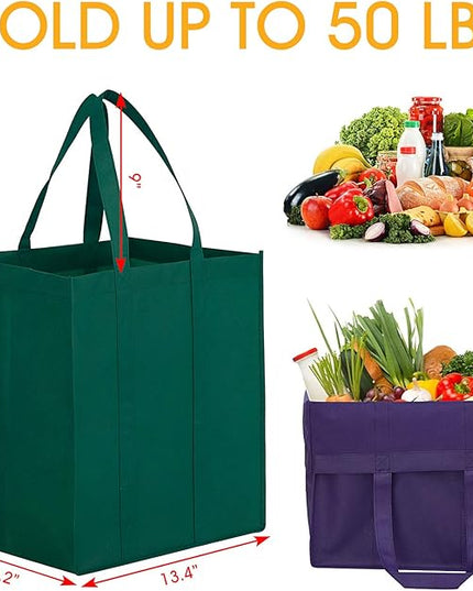 WISELIFE Reusable Grocery Shopping Bags 10 Pack Large Foldable Tote Bags Bulk Eco Produce Bags with Long Handle
