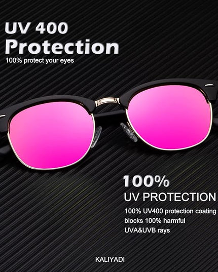 KALIYADI Sunglasses Men Polarized Sunglasses for Men Women Unisex Semi-Rimless Frame Retro Driving Sun Glasses UV Blocking