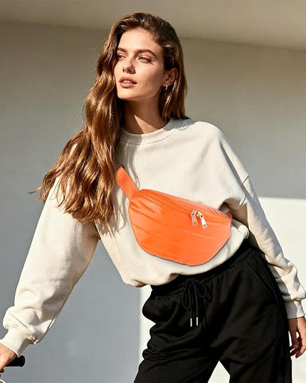 Fanny Packs for Women Fashion Waist Packs Quilted Puffer Belt Bag Puffy Crossbody Bags Sling Purse for Women Travel Running