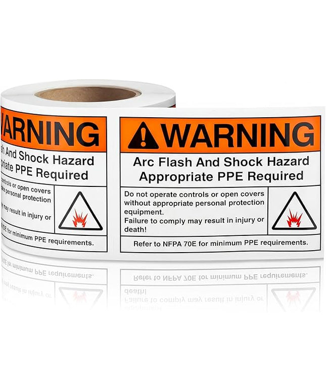 100 PCS Warning Arc Flash and Shock Hazard Label - 3.5 x 5 Black & Orange Electrical Safety Warning Decal High Performance Polyester Safety Sticker Signs for The Workplace