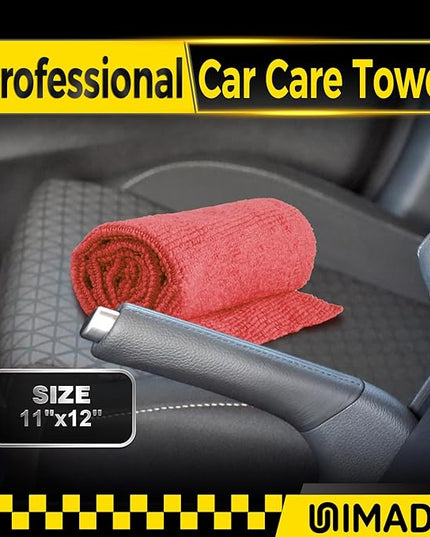 Microfiber Cleaning Cloth, 24 Pack Reusable Microfiber Towels for Cars Lint Free Cleaning Shop Towel Rags for Home Kitchen Automotive Bar Mechanic Restaurant Garage, 11"x 12", Red