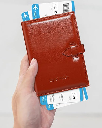 Passport Holder for Travel Essentials, Passport Wallet Cover Card holder Case for Travel Must Haves Accessories, Passport Book Holders for Women and Men, Dark Brown