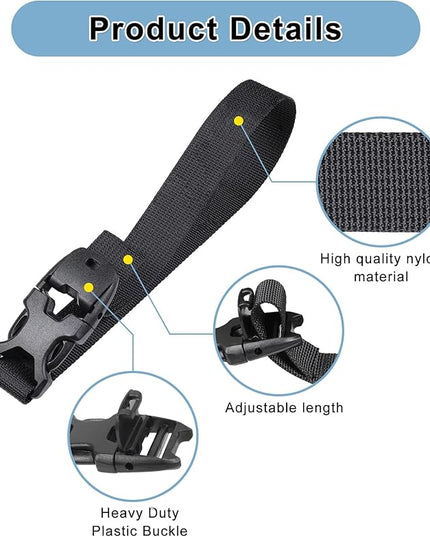 Vigorport Utility Straps Quick Release Nylon Backpack Accessory Bag Strap,Adjustable for Hiking,Travel,Outdoor Sports-4 Pack (Black, 0.75''W-12''L)