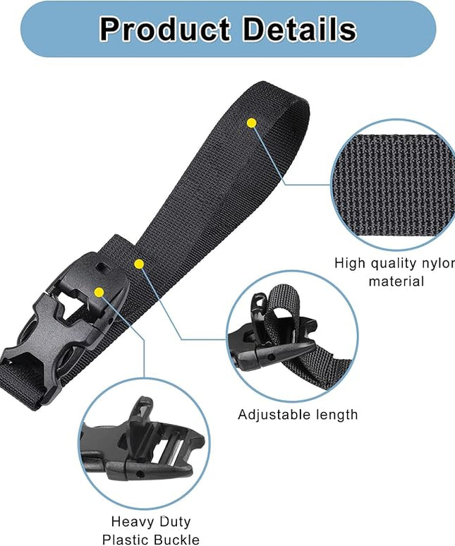 Vigorport Utility Straps Quick Release Nylon Backpack Accessory Bag Strap,Adjustable for Hiking,Travel,Outdoor Sports-4 Pack (Black, 0.75" W-18 L)