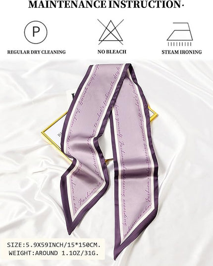 Head Scarf Purse Handle Neck Satin Hair Scarfs For Bag Lightweight Silky Long Thin Women's Fashion Scarves 59 * 5.9”