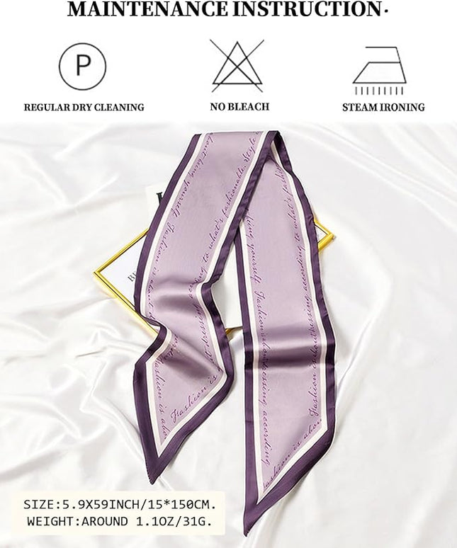 Head Scarf Purse Handle Neck Satin Hair Scarfs For Bag Lightweight Silky Long Thin Women's Fashion Scarves 59 * 5.9”