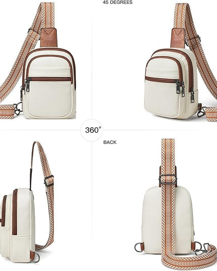 Sling Bag For Women Faux Leather Small Casual Daypack Backpack Fanny Pack Crossbody Chest Bags Purse