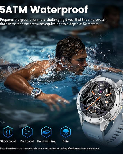 LIGE Military Smart Watch for Men iPhone Android 1.43" HD Amoled Rugged 110+ Sport Modes IP68 Waterproof Answer/Make Call Fitness Running Heart Rate Blood Pressure Health Mens Smartwatch