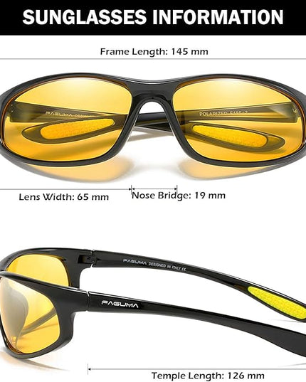 FAGUMA Polarized Sports Sunglasses For Men Cycling Driving Fishing UV400 Protection