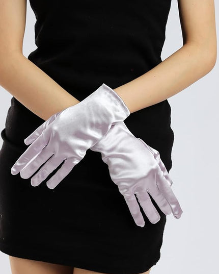 Sahabowi Satin Gloves Formal Bridal Banquet Party Wedding Opera Solid Colorful Mitten For Women