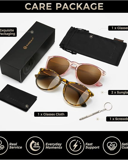 SUNGAIT Premium Vintage Round Sunglasses for Women Men Classic Retro Trendy Style