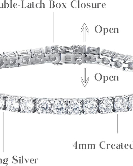 FANCIME Birthstone Bracelet Sterling Silver Gemstone Tennis Bracelets Fine Jewelry Wedding Bridal Prom Birthday Gift for Women Her, Length 7.2 Inch Width 4mm